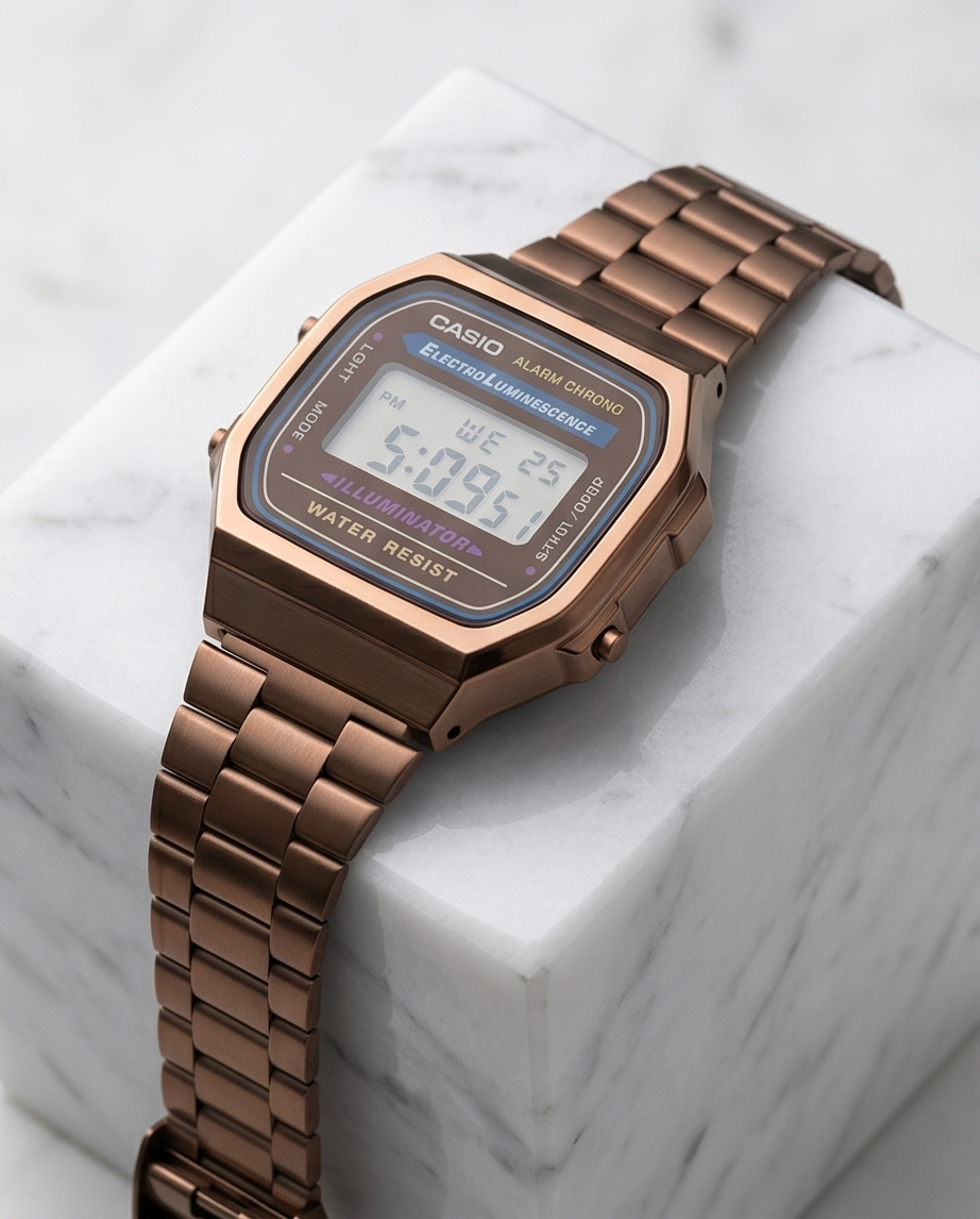 Original Casio Dark Brown Luxury Watch Premium Japanese Quality Elegant & Stylish Wrist Watch for Men