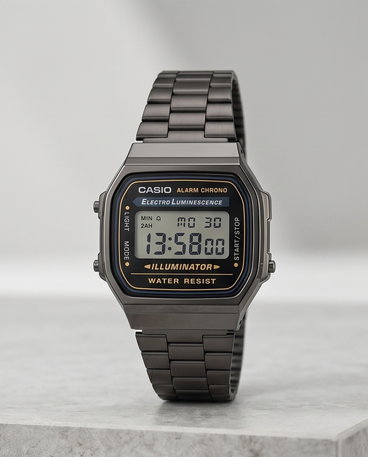 Casio A168 Black Digital Watch Classic Vintage Style | Water Resistant | 1 Year Warranty